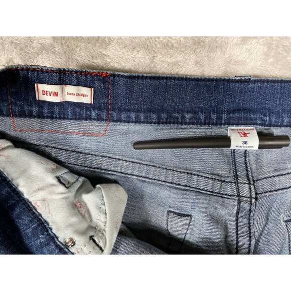 True Religion Devin Loose Straight Jeans Men’s Size 36X26 Medium Wash - Picture 9 of 14